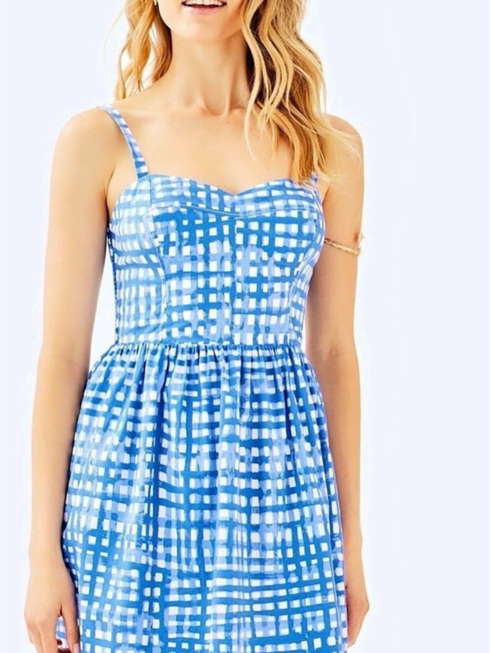 Lilly Pulitzer Ardleigh Dress Gingham Mini Blue & White Size 00